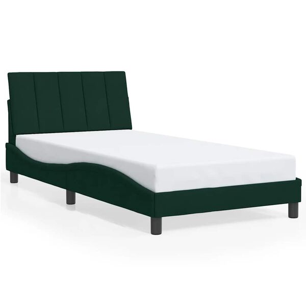vidaXL Bettgestell ohne Matratze "Hanko" Dunkelgr&uuml;n 100x200 cm Samt