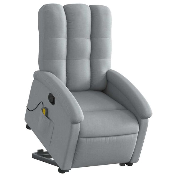 vidaXL Massagesessel mit Aufstehhilfe Hellgrau Stoff