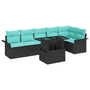 vidaXL Gartensofa-set 7 stk. Schwarz [Synthetisch]: Poly Rattan