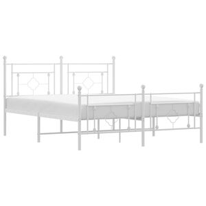vidaXL Bettgestell mit Kopf- und Fu&szlig;teil Metall Wei&szlig; 150x200 cm