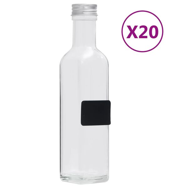 vidaXL Glasflaschen mit Schraubverschluss 20 Stk. Quadratisch 250 ml