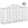 vidaXL Gabionen mit Hochbogen 2 Stk. 200x50x100/120cm Verzinktes Eisen