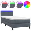 vidaXL Boxspringbett mit Matratze & LED Dunkelgrau 100x210 cm Samt