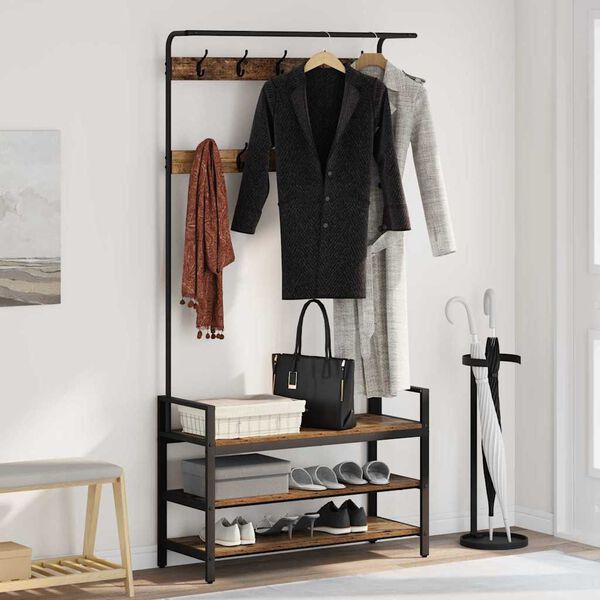 vidaXL Garderobenst&auml;nder Altholz 95 x 34 x 184 cm Holzwerkstoff