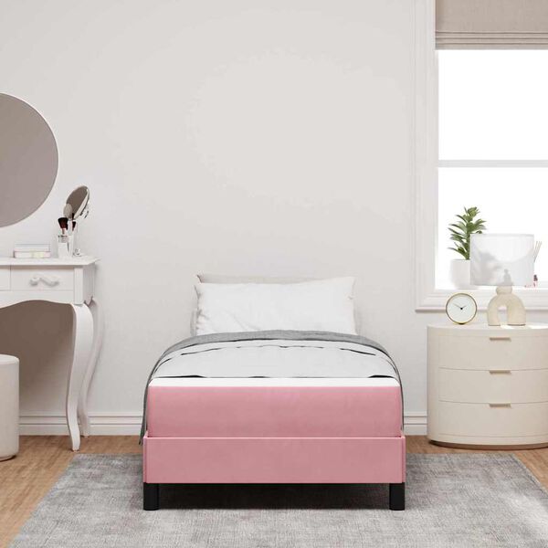 vidaXL Boxspringbett mit Matratze Rosa 90 x 210 cm Stoff