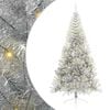 vidaXL K&uuml;nstlicher vorbeleuchteter Weihnachtsbaum Silber 210 cm PET