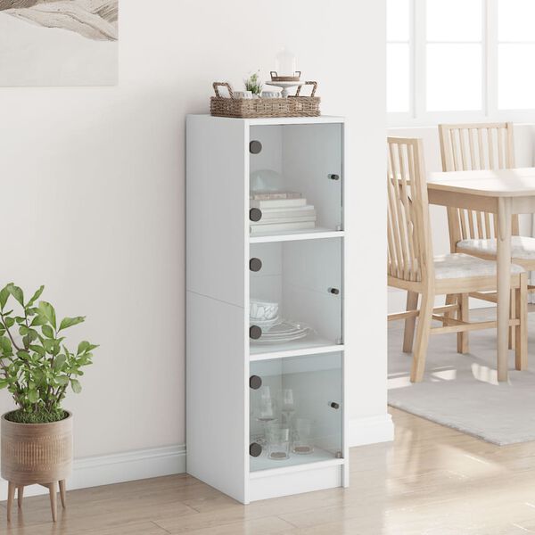 vidaXL Highboard mit Glastüren Weiß 35x37x109 cm