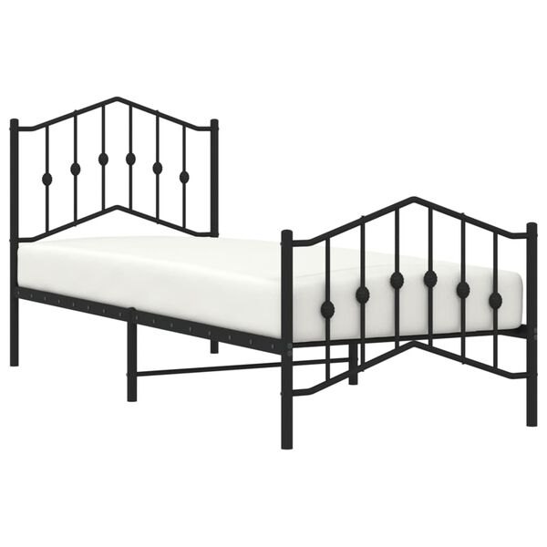 vidaXL Bettgestell mit Kopf- und Fu&szlig;teil Metall Schwarz 80x200 cm