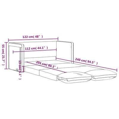 vidaXL Bodensofa mit Schlaffunktion Blau 122x204x55 cm Samt