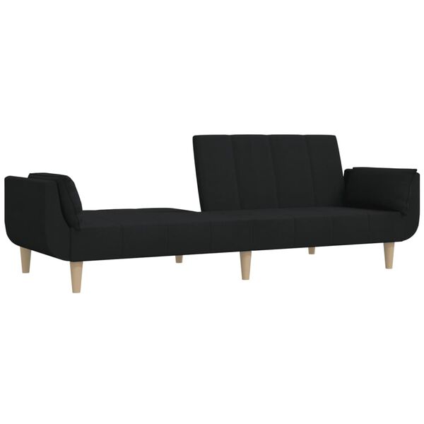 vidaXL Schlafsofa 2-Sitzer mit 2 Kissen Schwarz Stoff