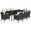 vidaXL 9-tlg. Garten-Essgruppe mit Kissen Schwarz Poly Rattan