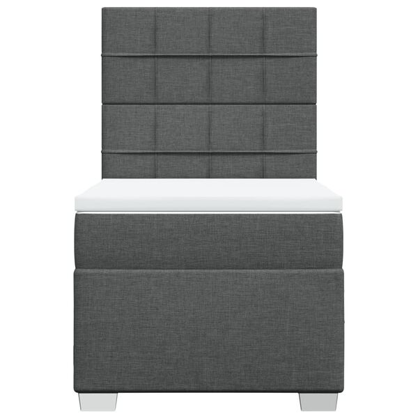 vidaXL Boxspringbett mit Matratze Dunkelgrau 80x200 cm Stoff