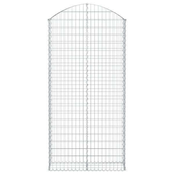 vidaXL Gabione mit Hochbogen 100x30x200/220 cm Verzinktes Eisen