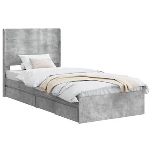 vidaXL Bettgestell mit Stauraum und Kopfteil Betongrau 90 x 190 cm