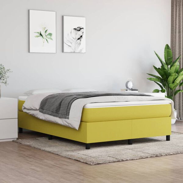 vidaXL Boxspringbett mit Matratze Gr&uuml;n 140x190 cm Stoff