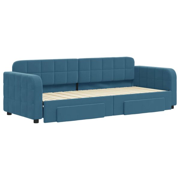 vidaXL Tagesbett Ausziehbar mit Schubladen Blau 80x200 cm Samt