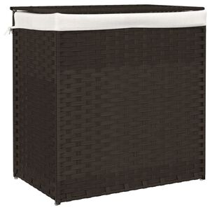 vidaXL W&auml;schekorb mit 2 F&auml;chern Dunkelbraun 53x35x57 cm Poly Rattan