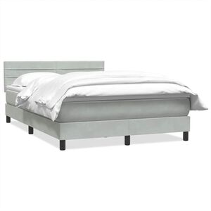 vidaXL Boxspringbett mit Matratze Hellgrau 160x210 cm Samt