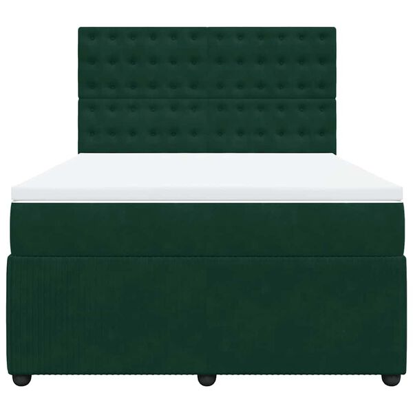 vidaXL Boxspringbett mit Matratze Dunkelgr&uuml;n 140x190 cm Samt