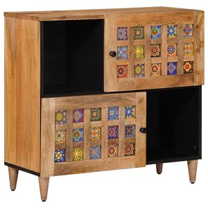vidaXL Sideboard mit Speicher Natur 80 x 33 x 75 cm Massivholz Mango