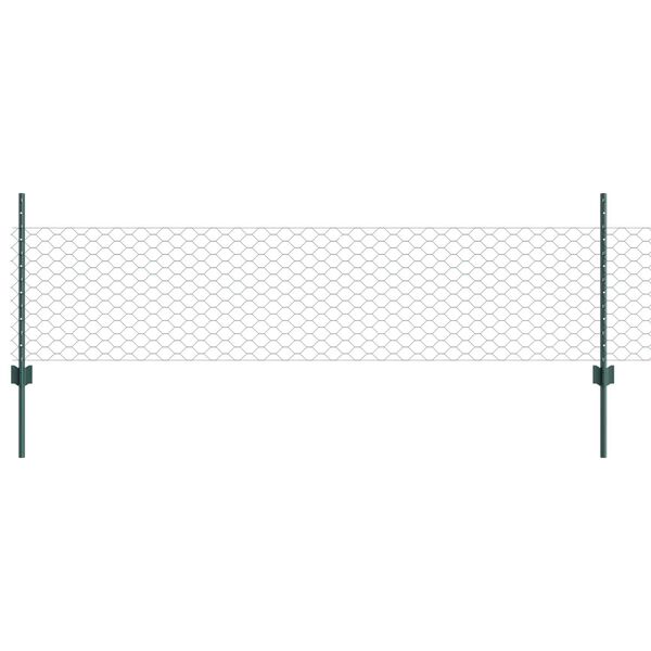 vidaXL Zaun mit Pfosten Gr&uuml;n 0,5 x 50 m Stahl und PVC