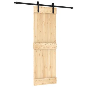 vidaXL Schiebet&uuml;r Nat&uuml;rlich und Schwarz 70 x 210 cm Massivkiefer