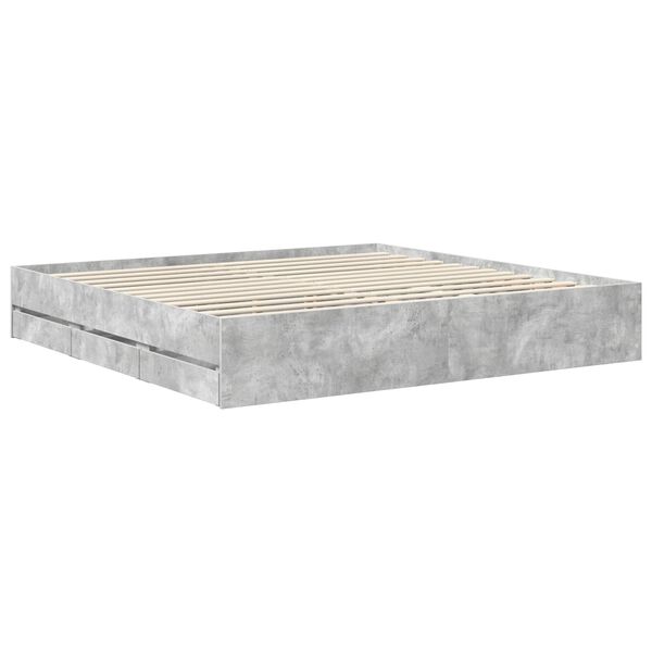 vidaXL Bettrahmen mit Kopfteil Beton Grau 200 x 200 cm Ingenieurs Holz
