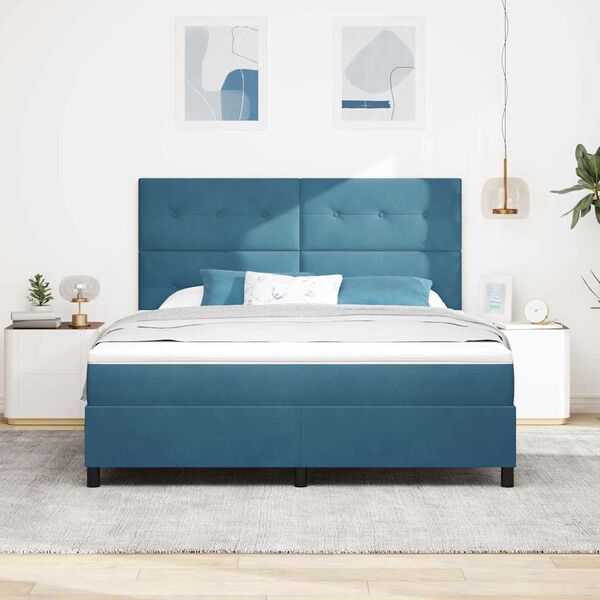 vidaXL Boxspringbett mit Matratze Dunkelblau 180 x 200 cm Stoff