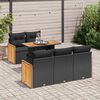vidaXL 6-tlg. Garten-Sofagarnitur mit Kissen Schwarz Poly Rattan