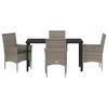 vidaXL Garten Essgruppe mit Kissen 5 pcs Grau Poly-Rattan