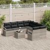 vidaXL Sofa Set mit Kissen 9 pcs Hellgrau und Schwarz Poly-Rattan