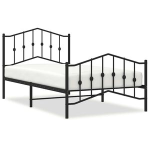vidaXL Bettgestell mit Kopf- und Fu&szlig;teil Metall Schwarz 100x190 cm