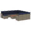 vidaXL 13-teiliges Gartensofa-Set mit Kissen, grau, Polyrattan