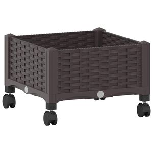 vidaXL Gartenpflanzer mit R&auml;dern Braun 40 x 40 x 29 cm PP