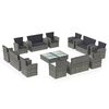 vidaXL 16-tlg. Garten-Lounge-Set mit Kissen Poly-Rattan Grau