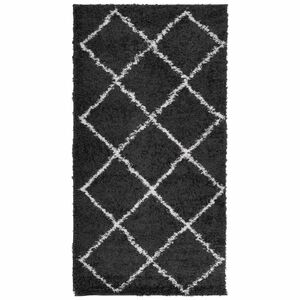 vidaXL Shaggy-Teppich PAMPLONA Hochflor Modern Schwarz Creme 80x150 cm
