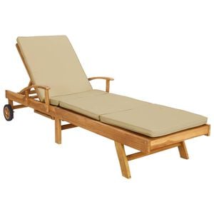 vidaXL Sonnenliege mit Kissen 100% Polyester mit solidem Teak
