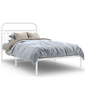 vidaXL Bettgestell mit Kopfteil Metall Wei&szlig; 107x203 cm