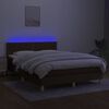 vidaXL Boxspringbett mit Matratze & LED Dunkelbraun 140x190 cm Stoff