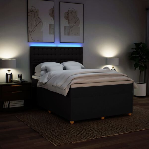 vidaXL Boxspringbett mit Matratze Schwarz 140x190 cm Stoff