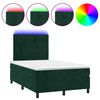 vidaXL Boxspringbett mit Matratze & LED Dunkelgr&uuml;n 120x200 cm Samt
