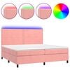 vidaXL Boxspringbett mit Matratze & LED Rosa 200x200 cm Samt