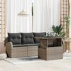 vidaXL Garten-Sofa-Set mit Kissen mit Kissen 5 pcs Grau Poly Rattan