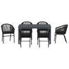 vidaXL Garten Essgruppe 7 pcs Schwarz Poly-Rattan