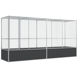vidaXL Voliere mit Erweiterung Silbern 418,5x107x212 cm Stahl