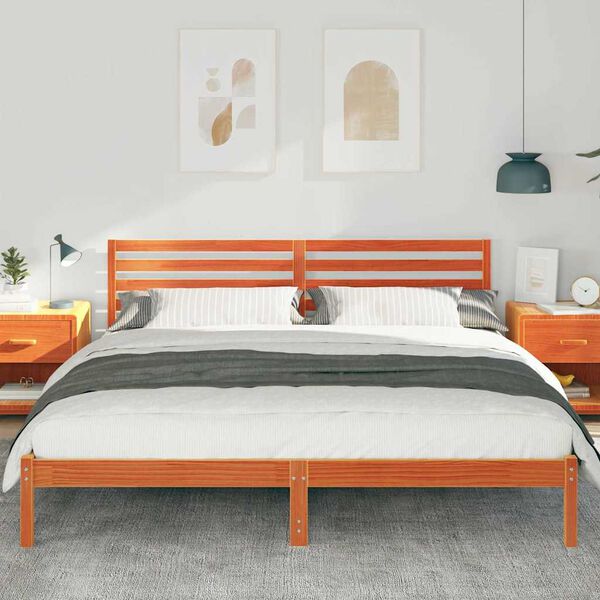 vidaXL Bettrahmen Wachsbraun 180 x 200 cm Massives Kiefernholz