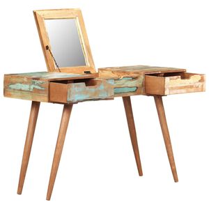 vidaXL Schminktisch mit Spiegel 112x45x76 cm Altholz Massiv