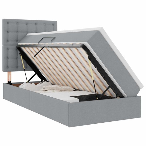 vidaXL Bett mit Stauraum und LED Hellgrau 100 x 200 cm Polyester