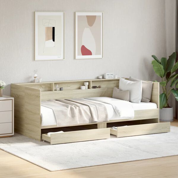 vidaXL Tagesbett mit Schubladen ohne Matratze Sonoma-Eiche 100x200 cm