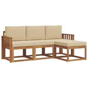 vidaXL Outdoor-Sofagarnitur 4 stk. Natur und Beige
